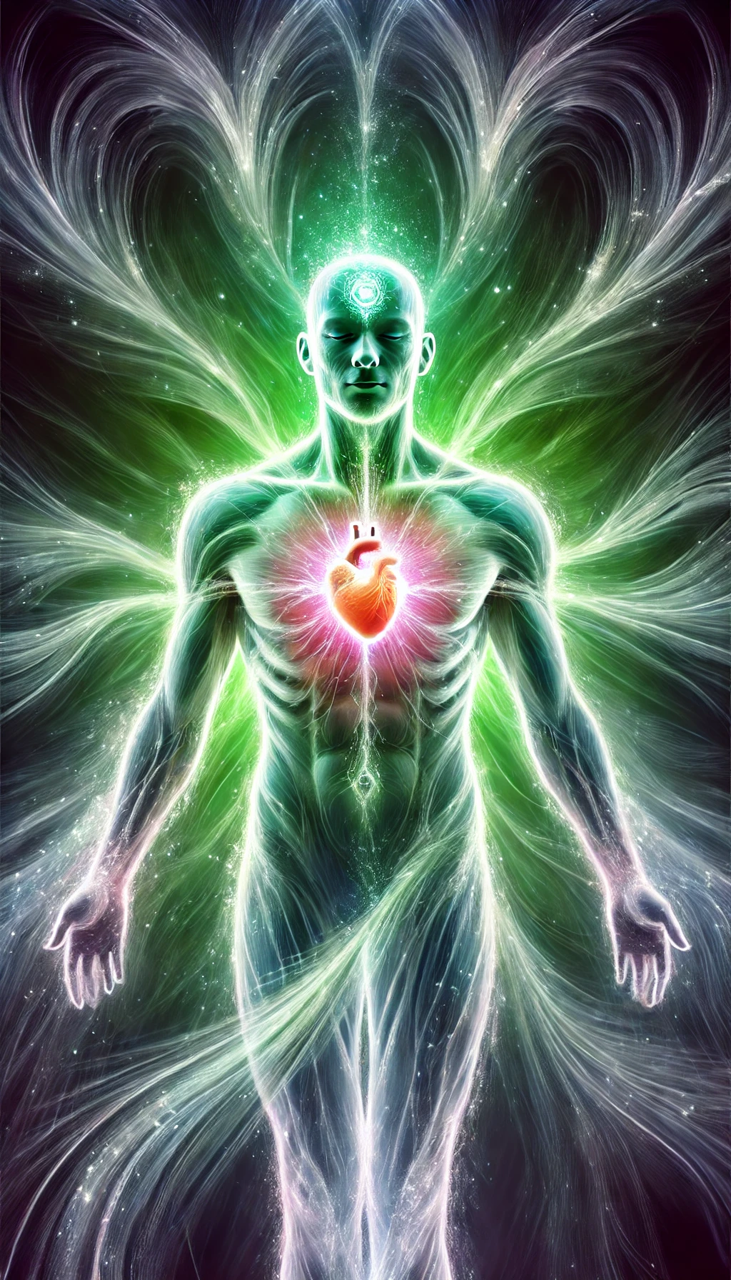 Dall·e 2024 11 13 15.51.26 An Artistic Representation Of The Heart Chakra On A Human Body, Symbolizing Love, Compassion, And Emotional Healing. The Image Should Show A Human Fig